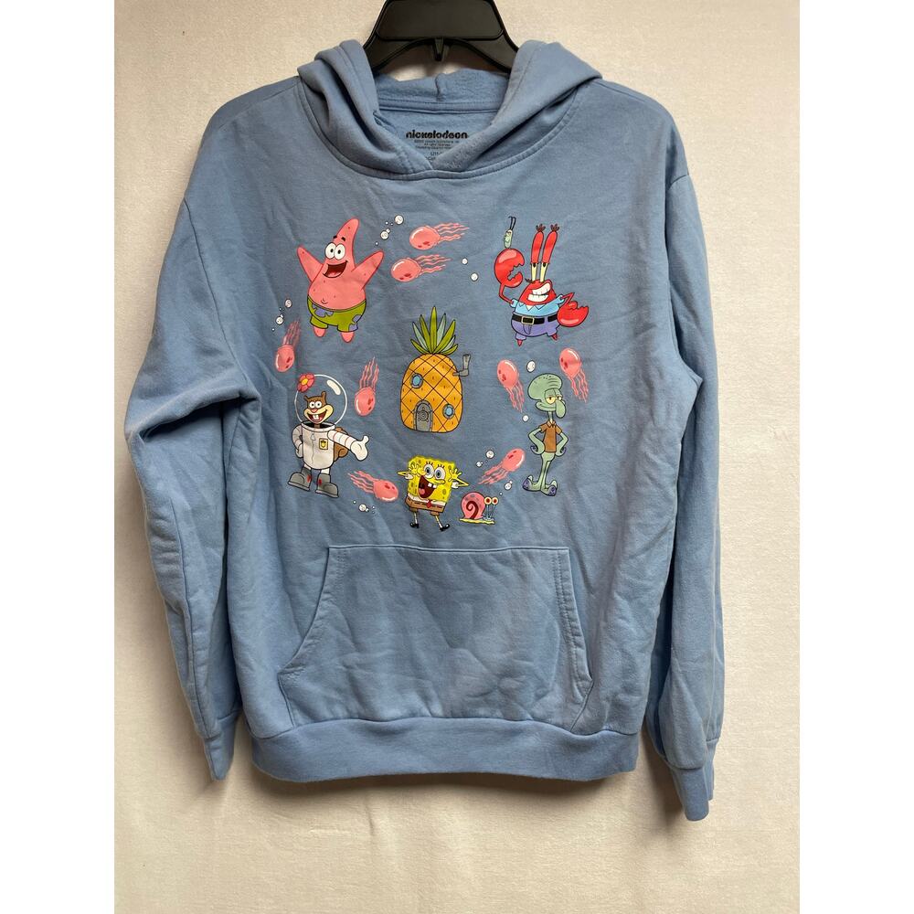 Nickelodeon Sponge Bob show characters hoodie sweatshirt size Large 11-13 blue